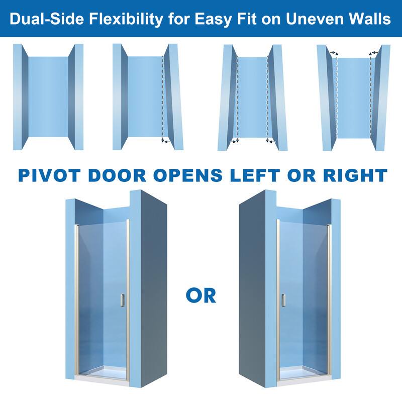 Dual-Side Flexibility for Easy Fit on Uneven Walls

PIVOT DOOR OPENS LEFT OR RIGHT