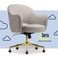 Serta - Mia Retro-Modern Soft Velvet Upholstery Ergonomic Home Office Chair - Stoneware Beige - Front_Zoom