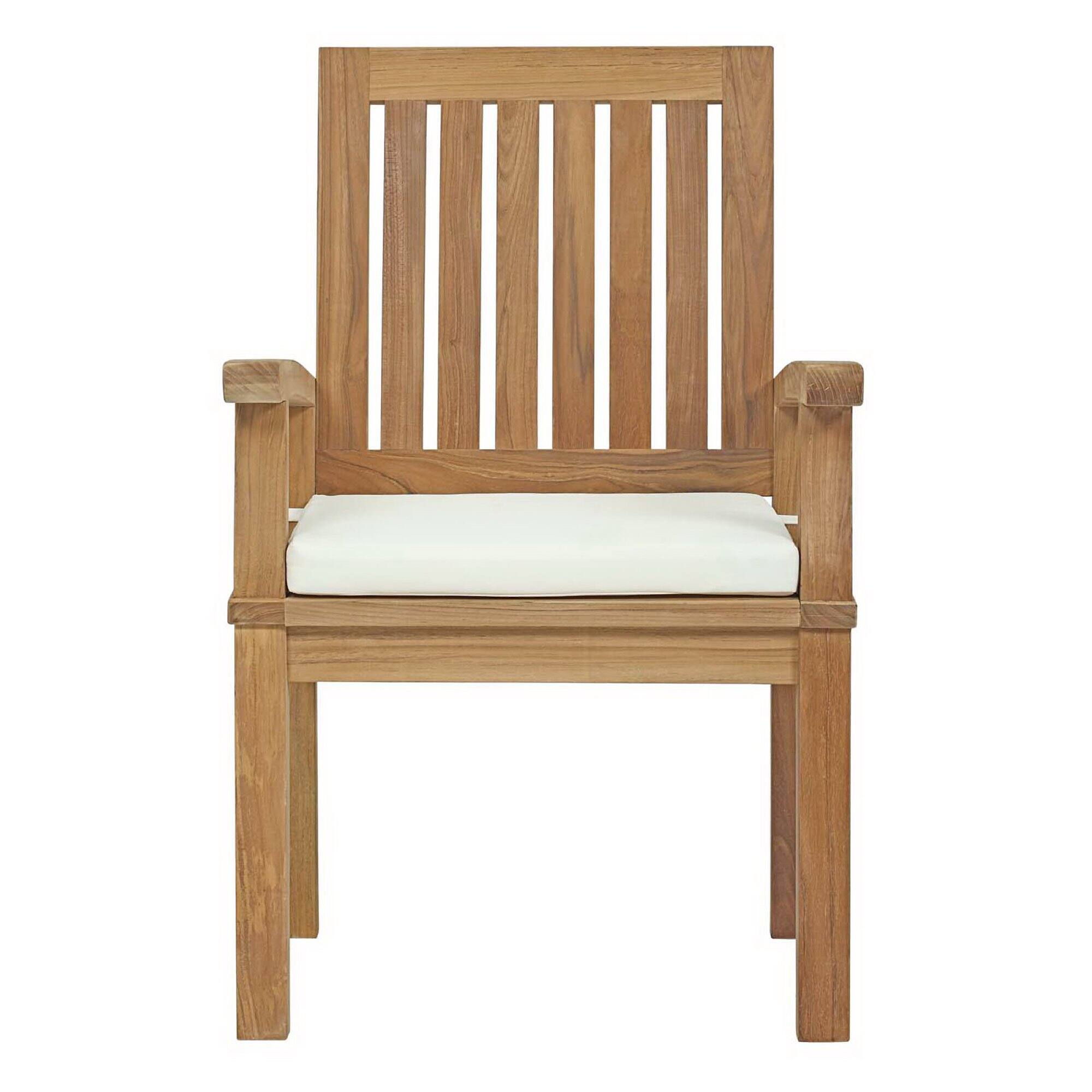 Alt View 1. Modway - Marina Outdoor Patio Teak Dining Chair by Modway - Natural White.