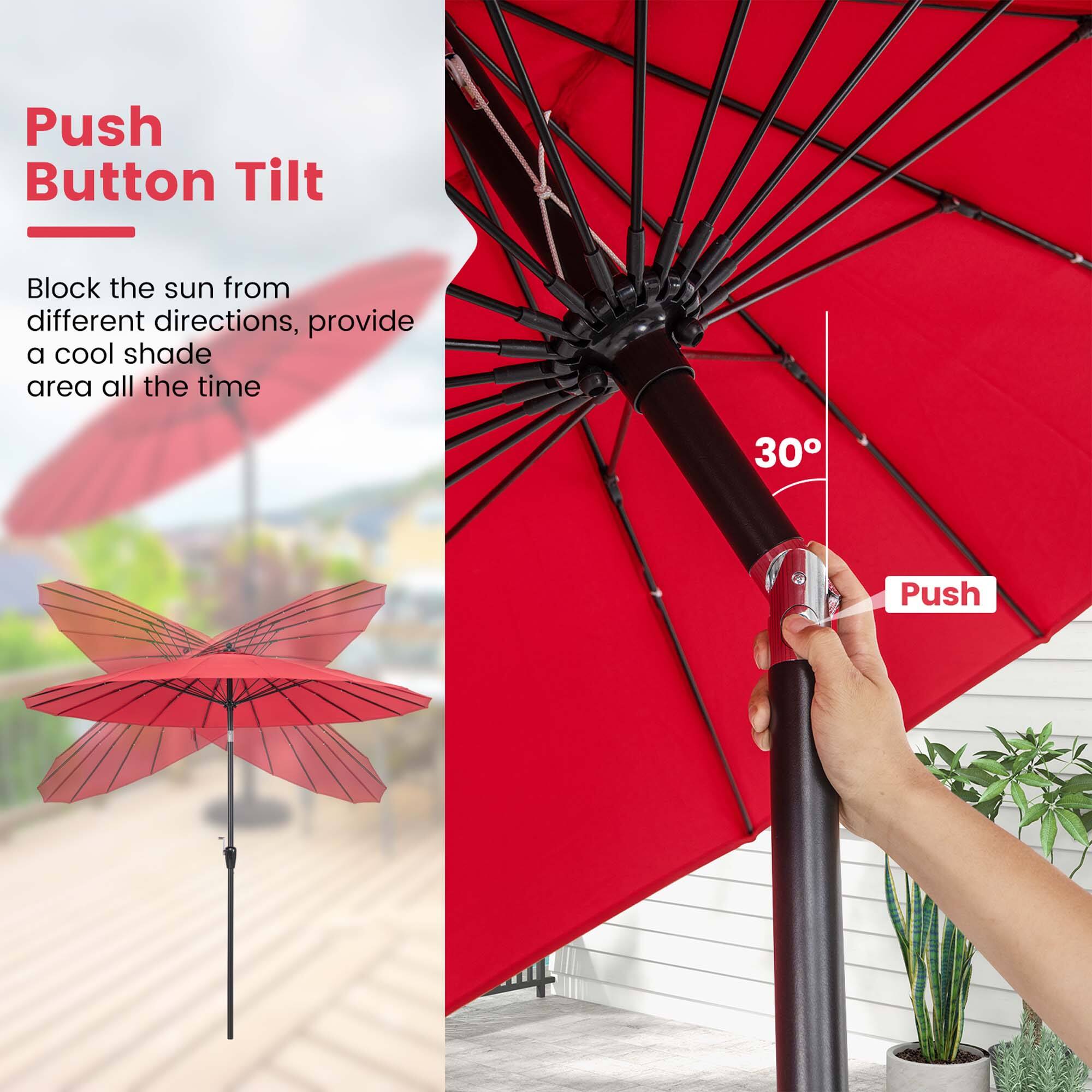 Push Button Tilt: Block the sun from different directions, provide a cool shade area all the time.