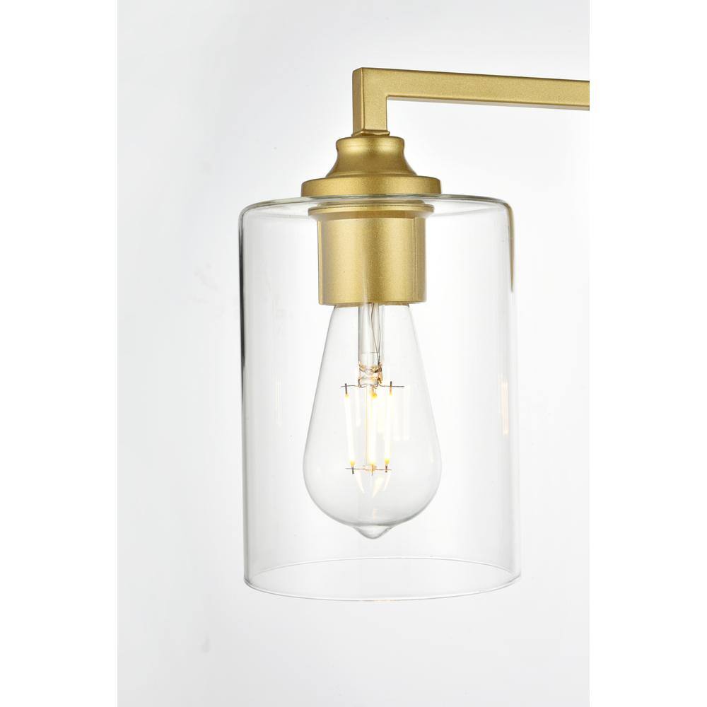 Angle. Living District - Mayson 4 light Brass and Clear Bath Sconce - Brass And Clear.