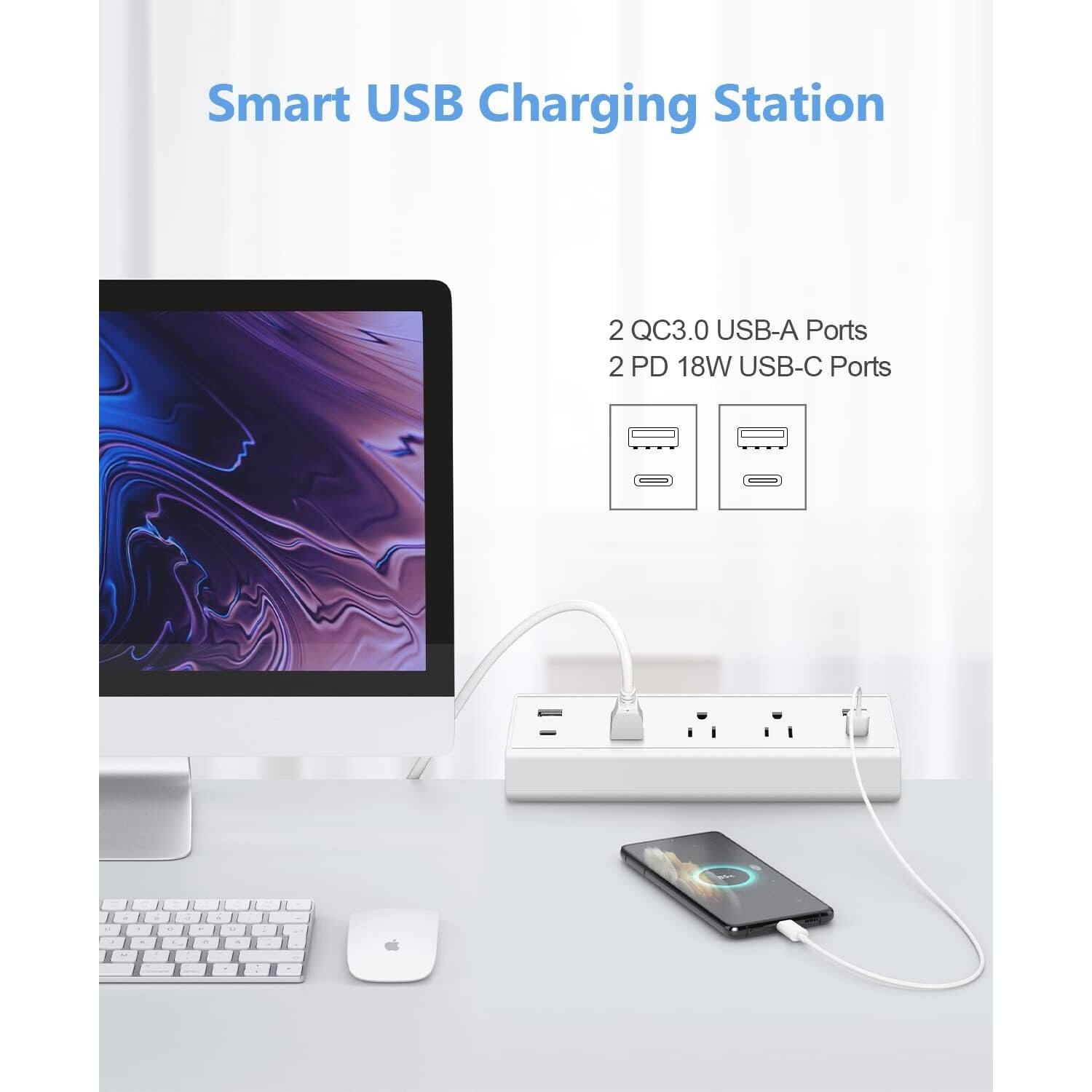Smart USB Charging Station
2 QC3.0 USB-A Ports
2 PD 18W USB-C Ports