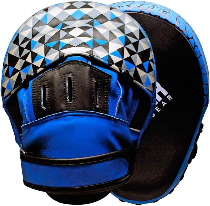Amber Sporting Goods - Premium Leather Curved Hook & Jab Pads for Boxing, MMA, Muay Thai, and Kickboxing Training - Multicolor