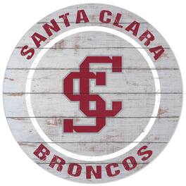 Jardine - Santa Clara Broncos 20'' x 20'' Indoor/Outdoor Weathered Circle Sign - White