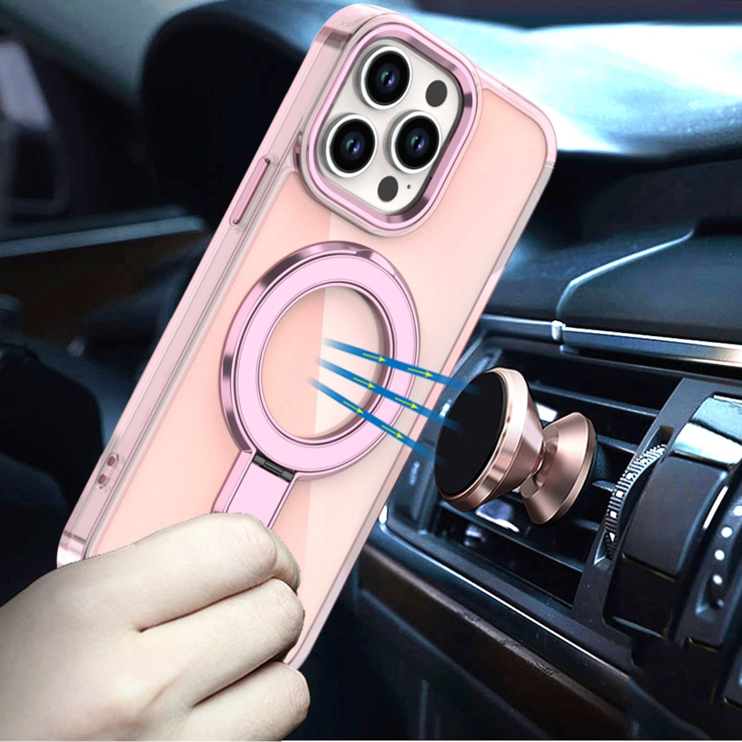 Left. Kitcheniva - Radiant Chrome Magnetic Stand Case For iPhone 14 Pro Max Light Pink - Light Pink.