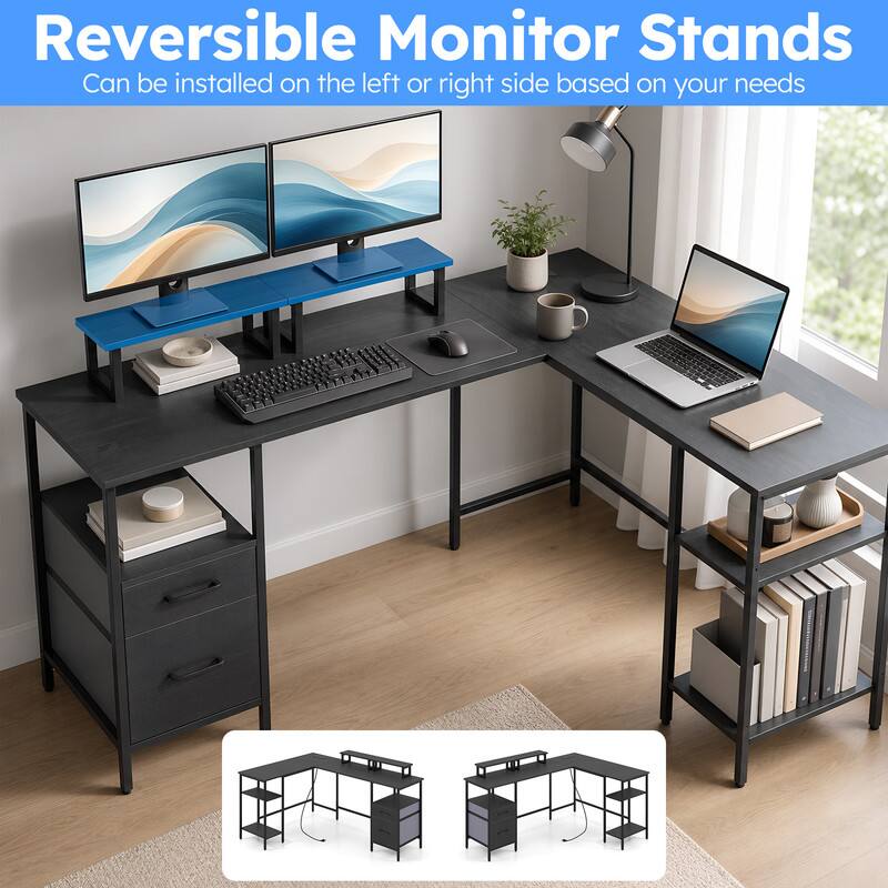 Reversible Monitor Stands  
Can be installed on the left or right side based on your needs