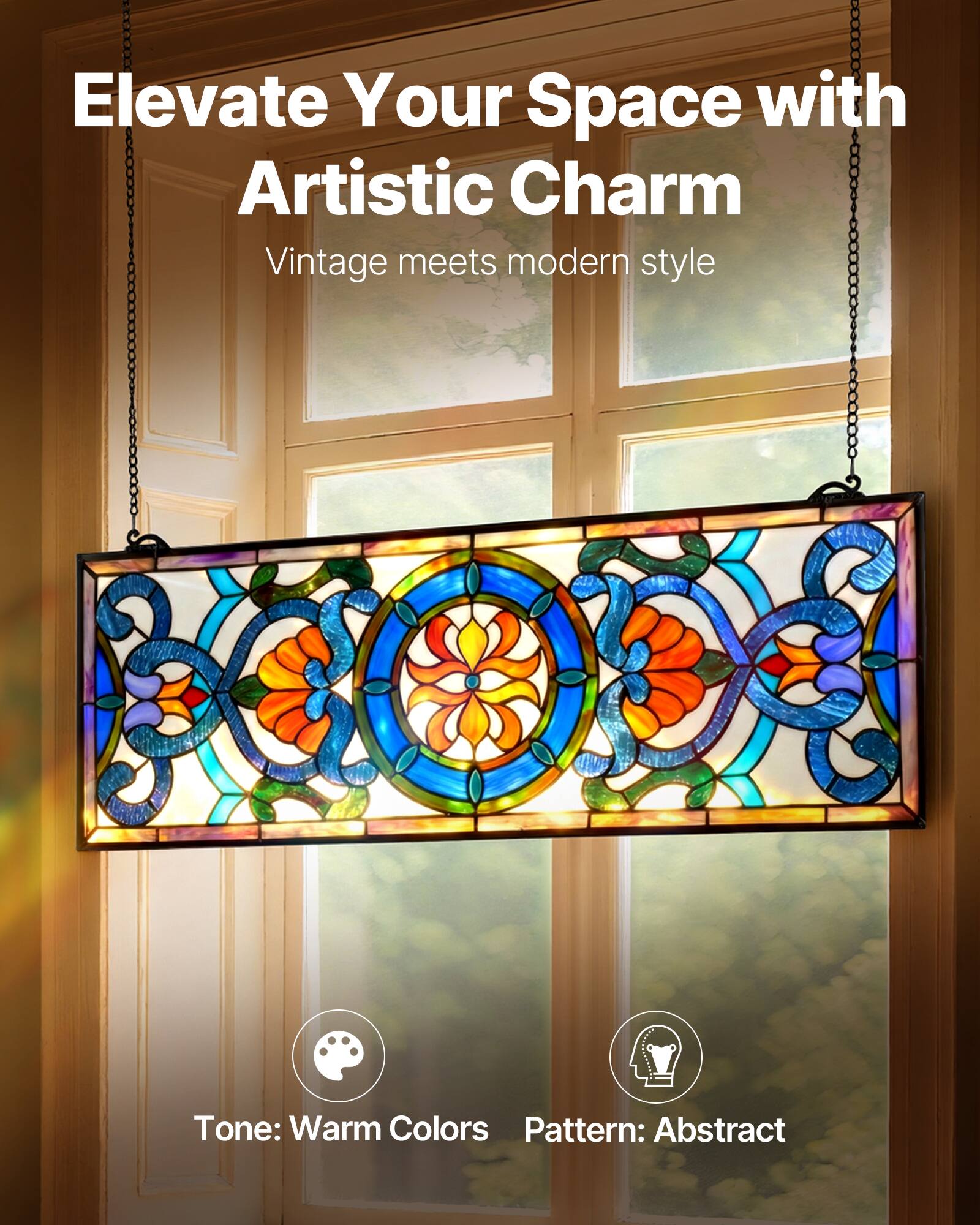 Elevate Your Space with Artistic Charm  
Vintage meets modern style  

Tone: Warm Colors  
Pattern: Abstract