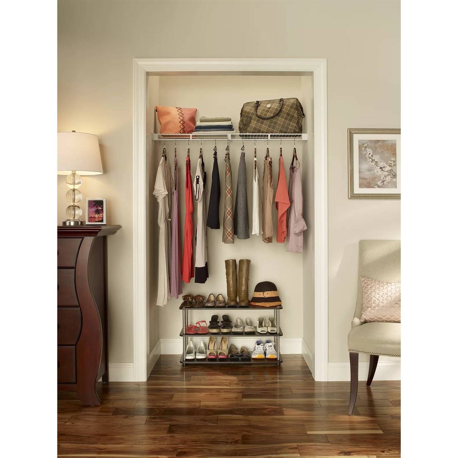 Back. Hivvago - Espresso 3-Shelf Modern Shoe Rack - Holds up to 12 Pair of Shoes - Espresso.