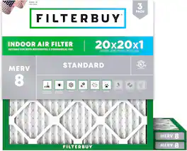 Filterbuy - 20x20x1 MERV 8 Dust & Allergy Defense, Electrostatic Pleated HVAC AC Furnace Air Filters Replacement (3-Pack) - Silver