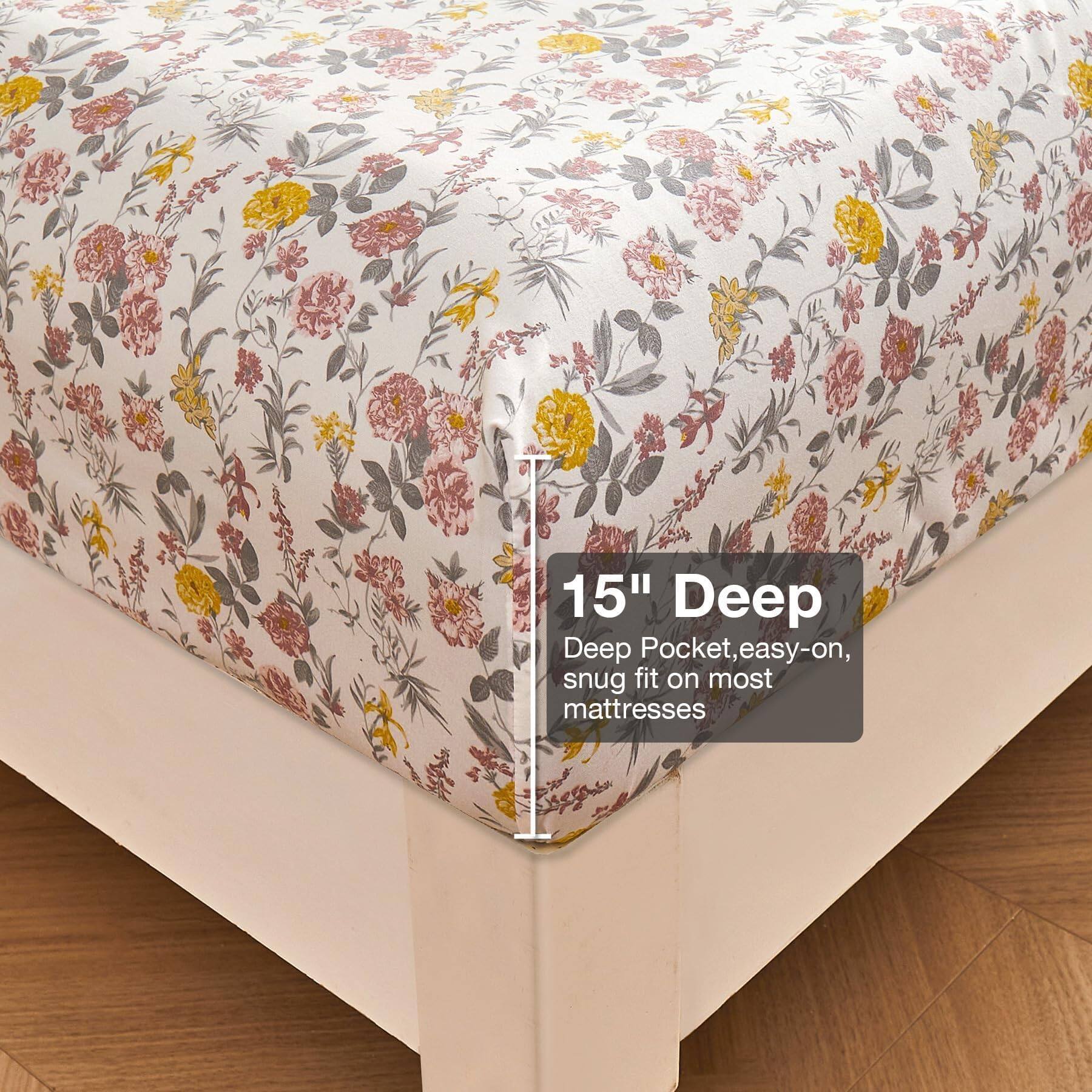 15" Deep  
Deep Pocket, easy-on, snug fit on most mattresses