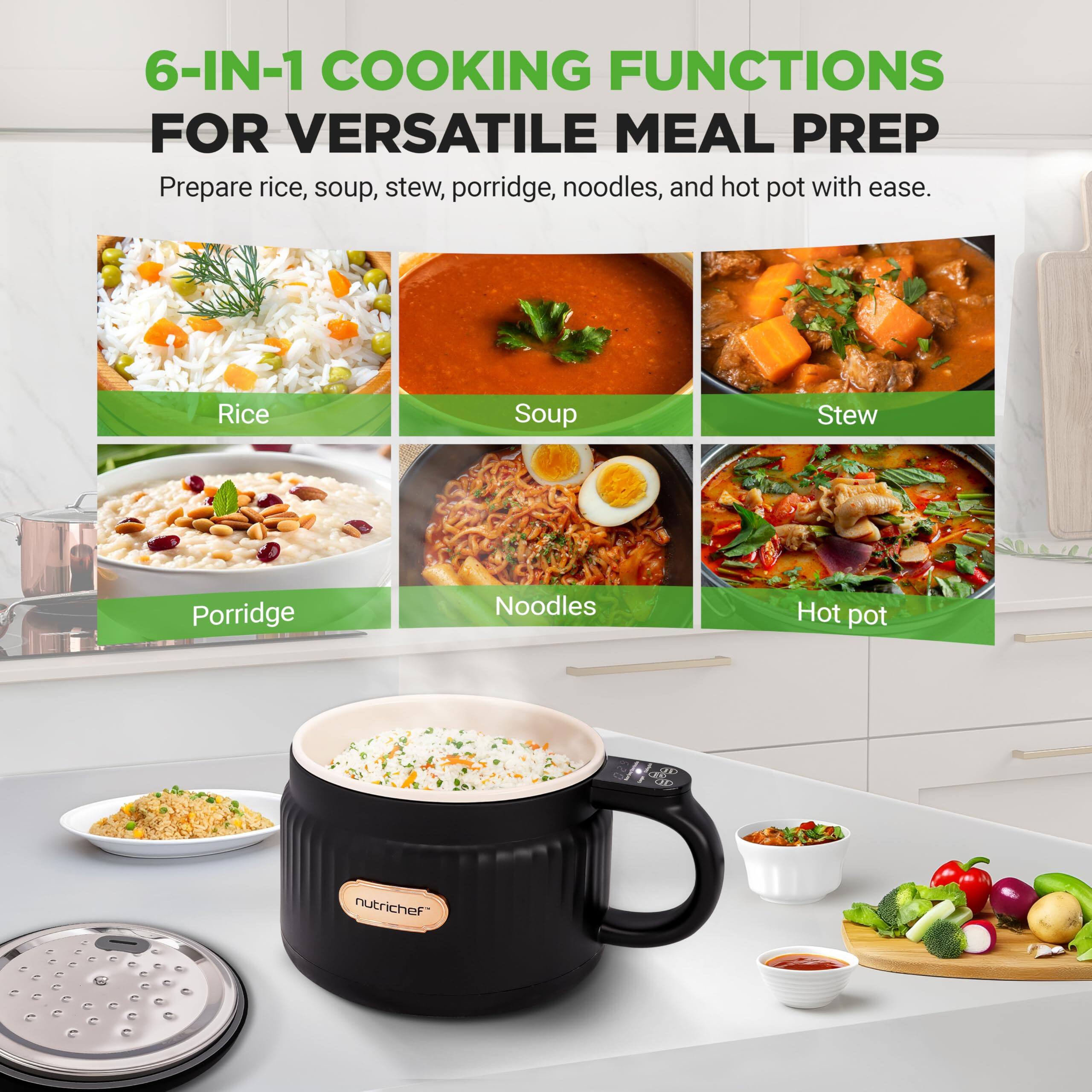 6-IN-1 COOKING FUNCTIONS FOR VERSATILE MEAL PREP

Prepare rice, soup, stew, porridge, noodles, and hot pot with ease.

Rice
Soup
Stew
Porridge
Noodles
Hot pot