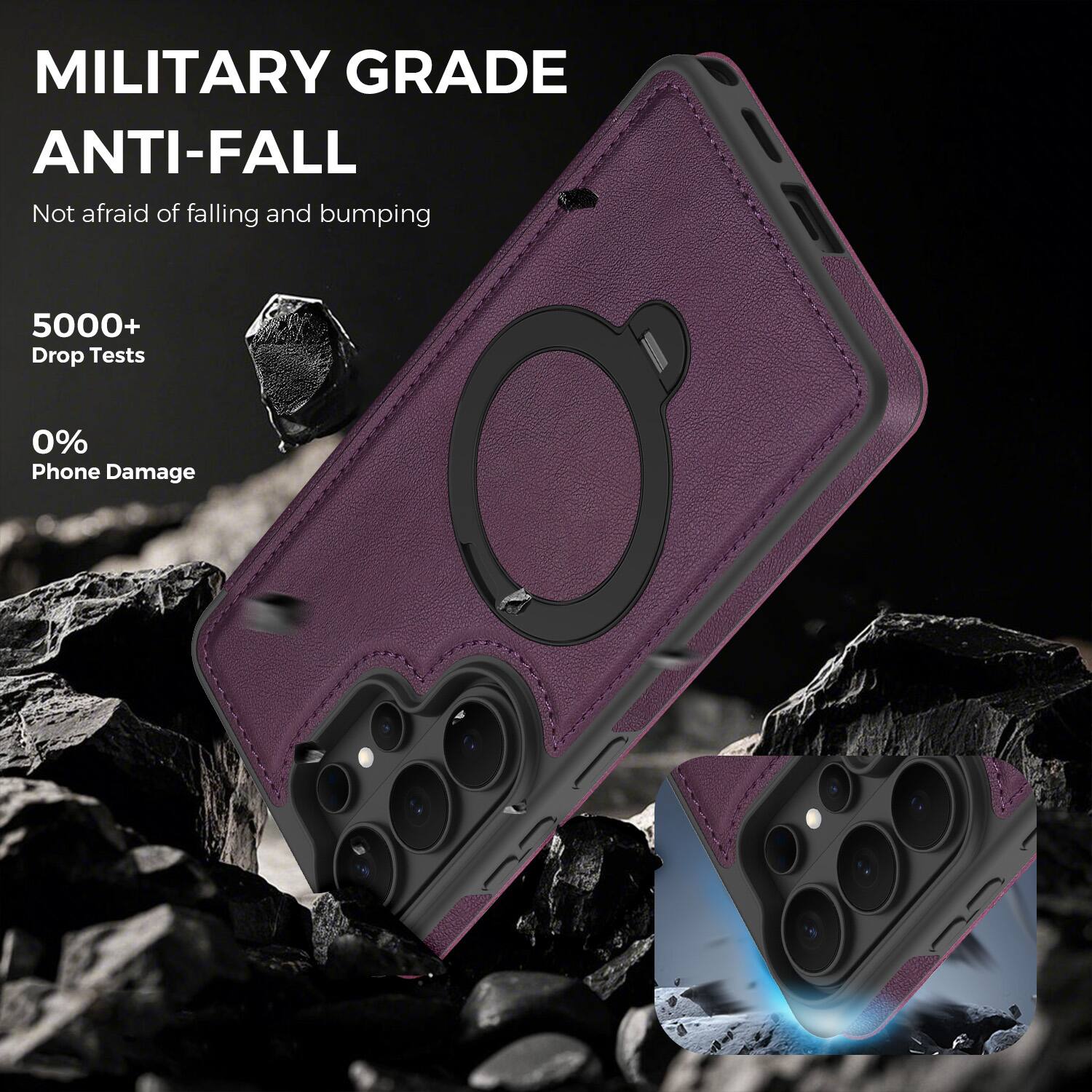 MILITARY GRADE ANTI-FALL  
Not afraid of falling and bumping  
5000+ Drop Tests  
0% Phone Damage