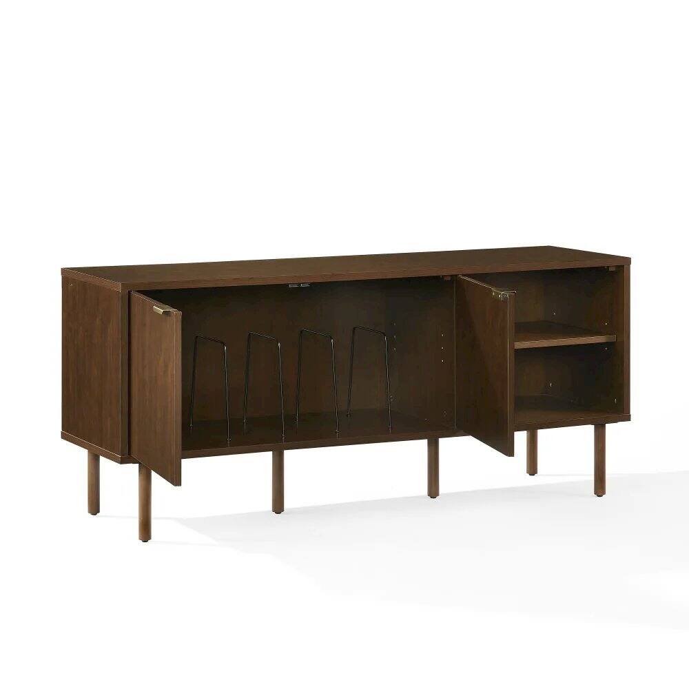 Left. Crosley Furniture - Brody Record Storage Sideboard - Brown.