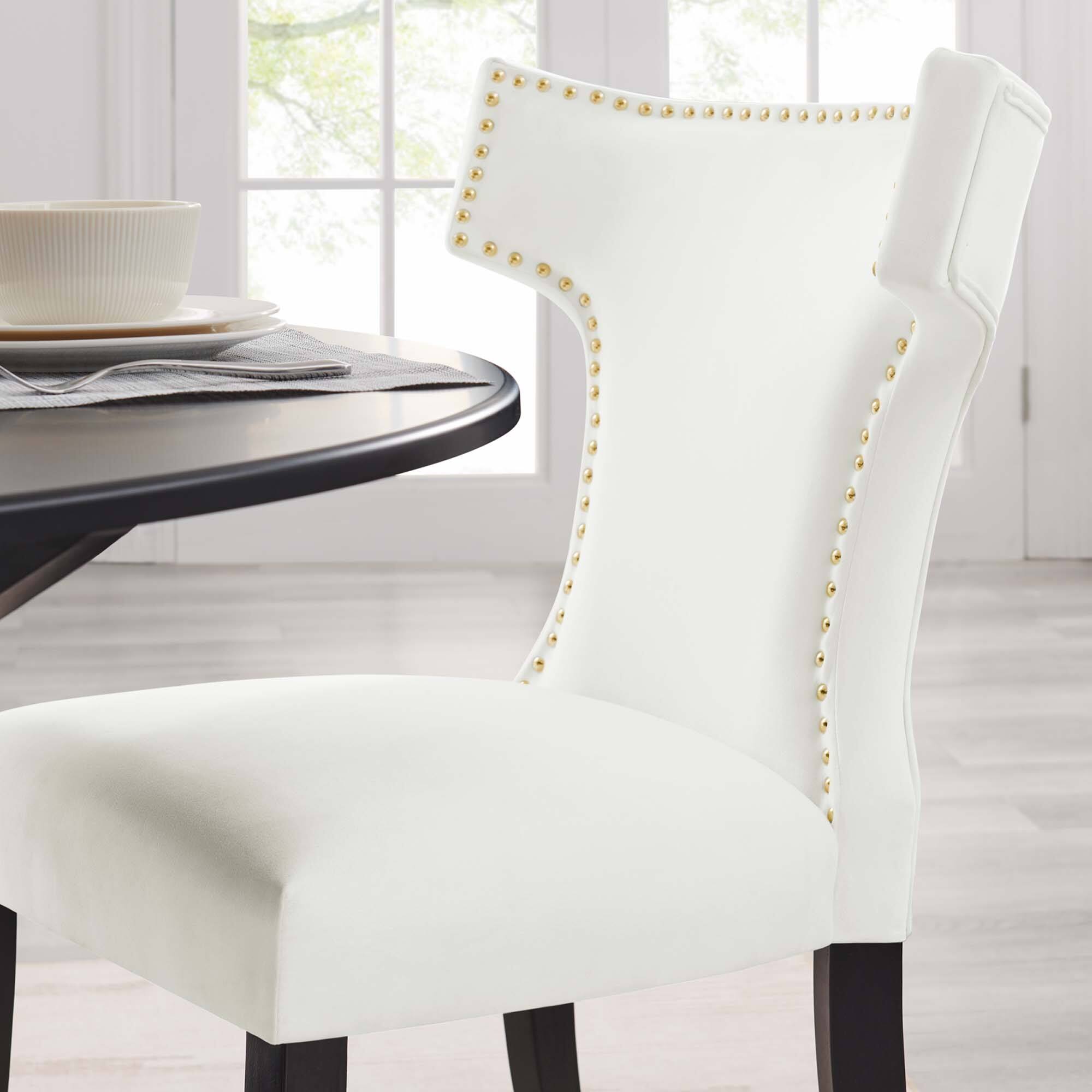 Back. Modway - Curve Performance Velvet Dining Chairs Set of 2 by Modway - White.