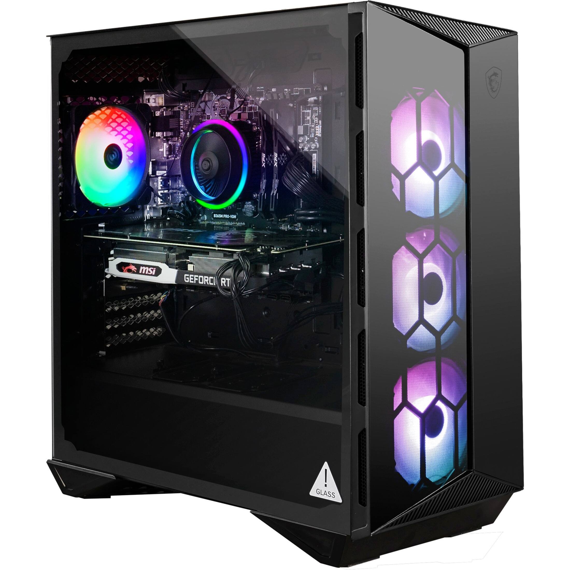 Front. MSI - Aegis R Gaming Desktop - Intel i7-11700 - 16 GB Memory - NVIDIA GeForce RTX 3060 Ti - 1 TB SSD - Black.