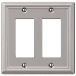 AMERELLE - Chelsea Brushed 2 gang Stamped Steel Decorator Wall Plate 1 pk - Nickel