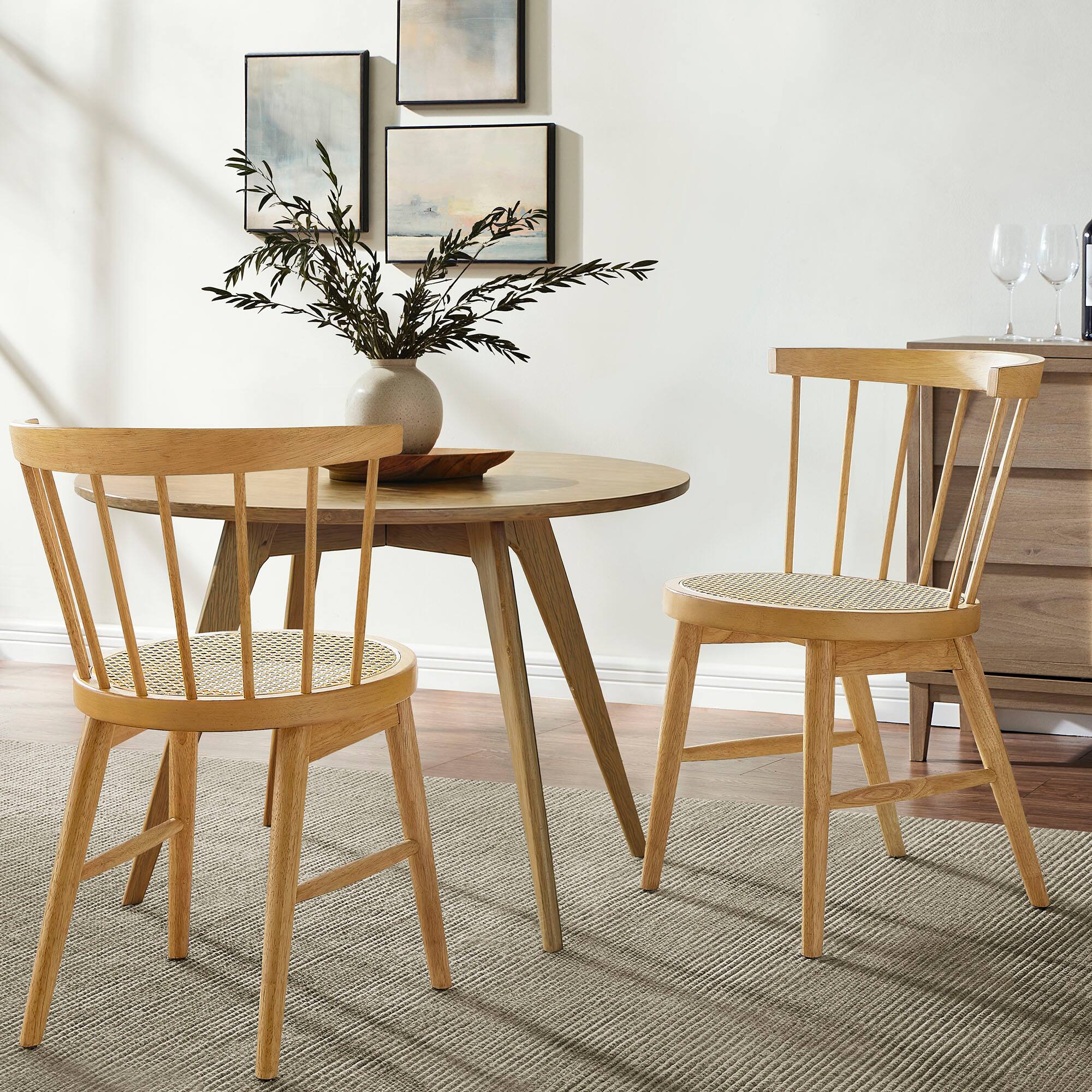 Alt View 5. Modway - Lykke Curved Spindle Back Dining Chairs Set of 2 by Modway - Brown.