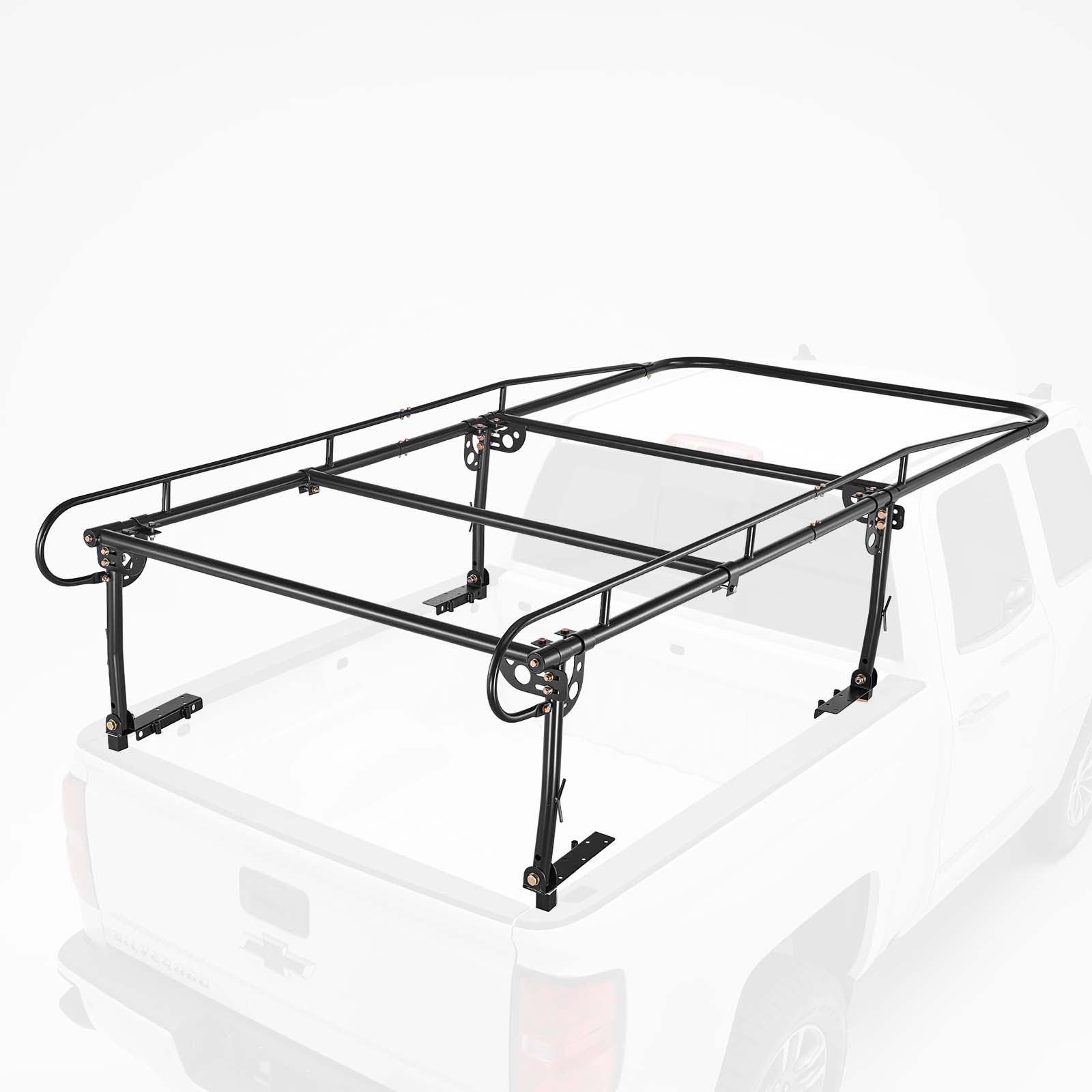 Front. VEVOR - Truck Ladder Rack 1500LBS Capacity Universal Over-Cab Trucks Bed Rack, 51.2"-75" Adjustable for Kayak Surfboard Lumber - Black.
