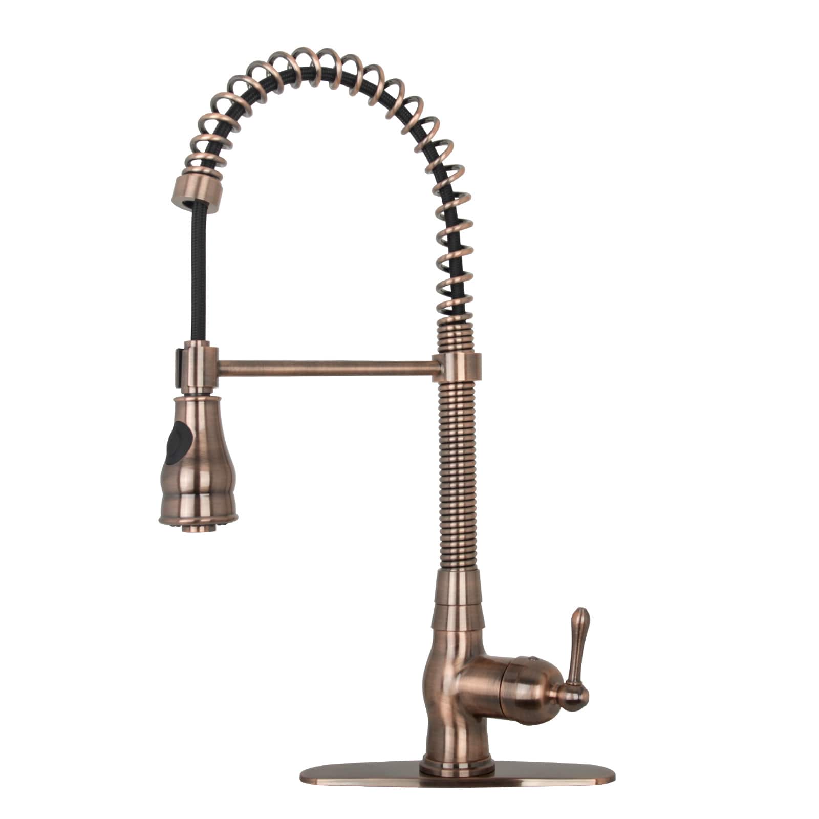 Solid Brass Pre-Rinse Spring Single Handle Kitchen Faucet with Pull Down Sprayer