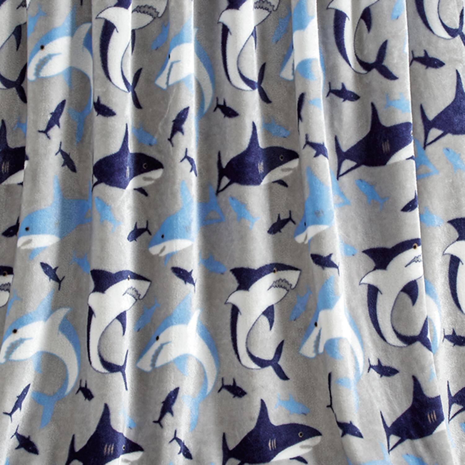 Alt View 3. Noble House - Plazatex Shark Plush Decorative All Season Plum Throw Blanket 50" x 60" Blue - Blue.