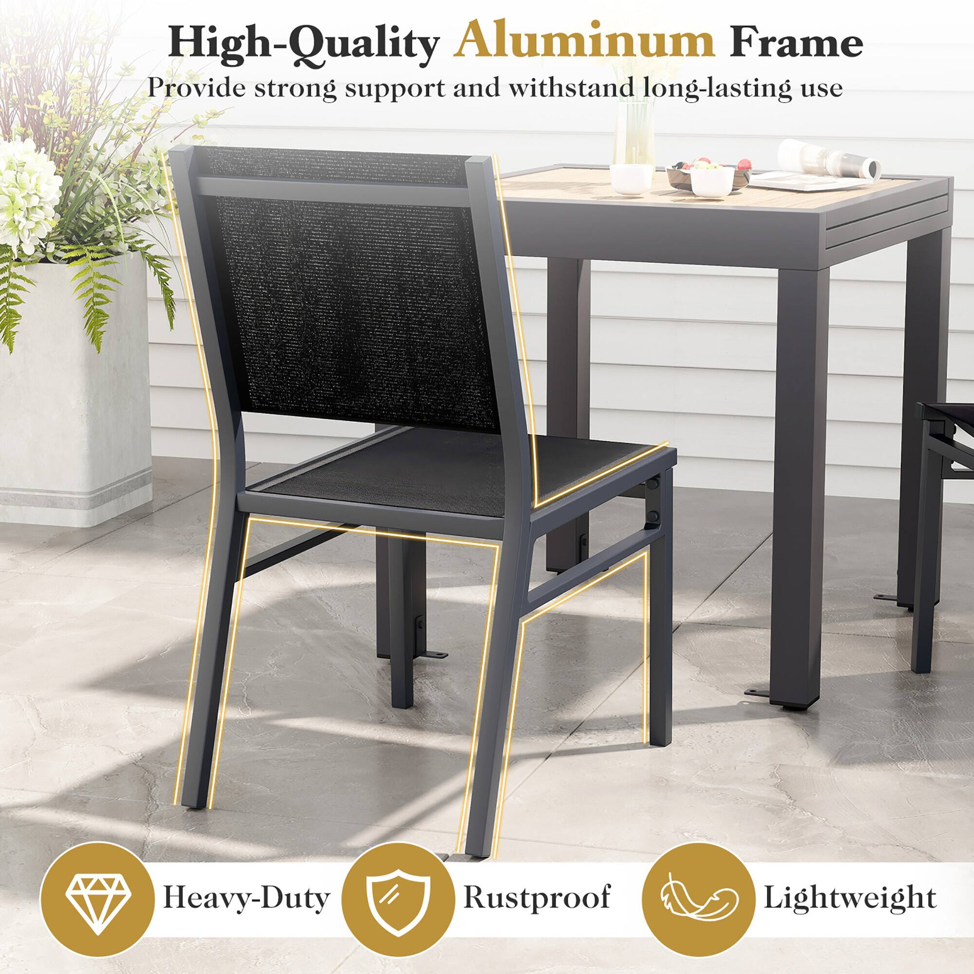 High-Quality Aluminum Frame  
Provide strong support and withstand long-lasting use  

Heavy-Duty  
Rustproof  
Lightweight