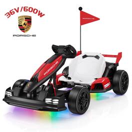 Wisairt - Porsche Official 36V Electric Drift Go Kart for Kids 6+ Up to 14 mph - Red