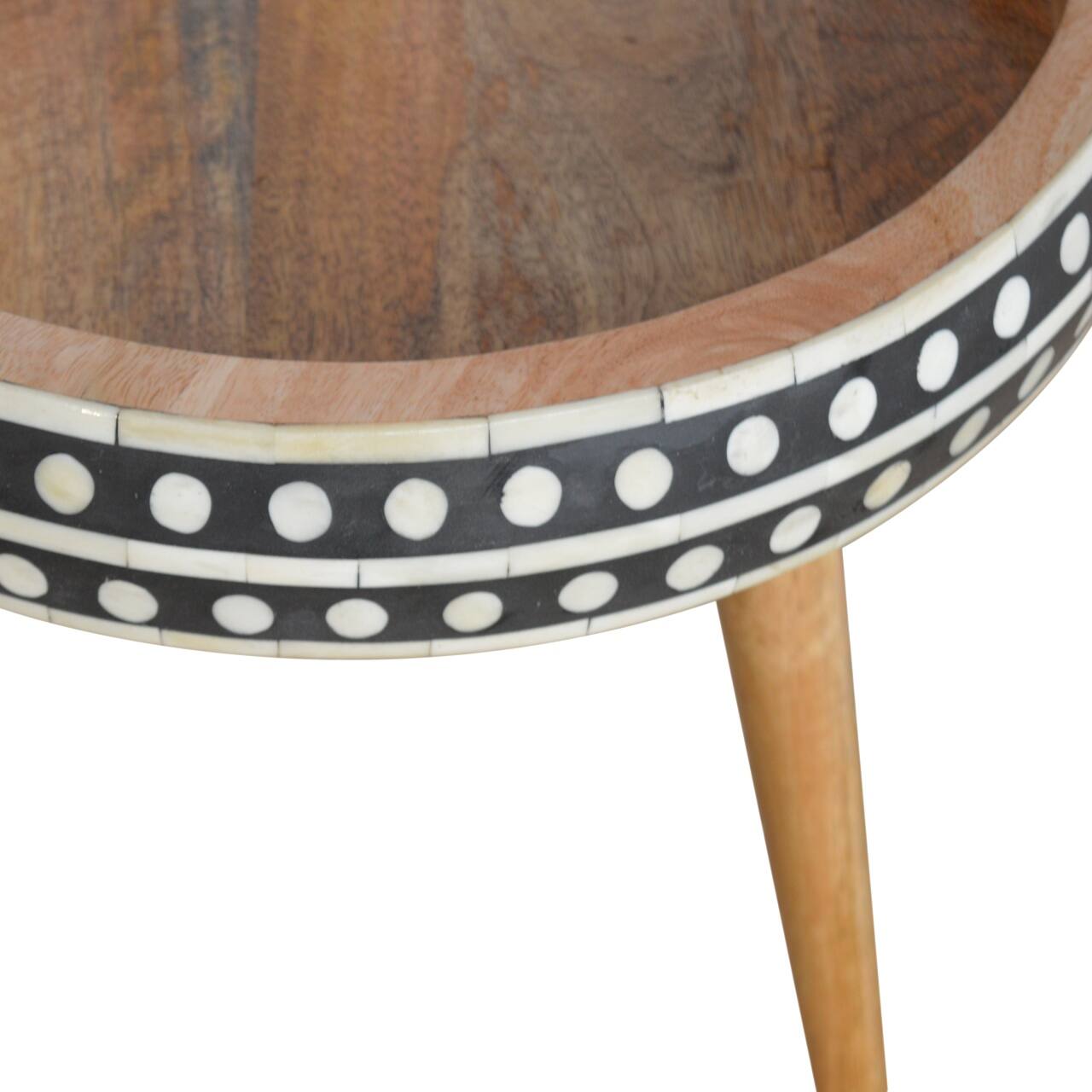 Alt View 5. Artisan Furniture - Artisan Furniture Solid Wood Small Dotted End Table, Black and White - Black and White.