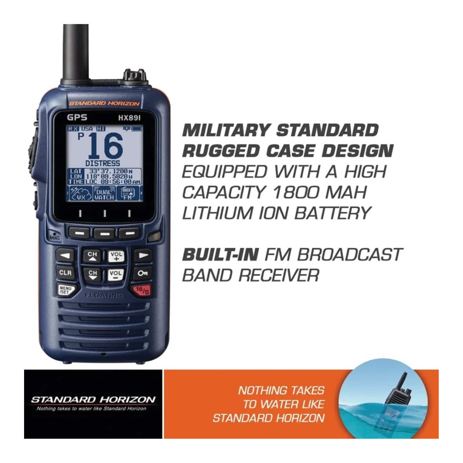 Standard Horizon HX891 Handheld VHF Radio with Built in GPS (Navy