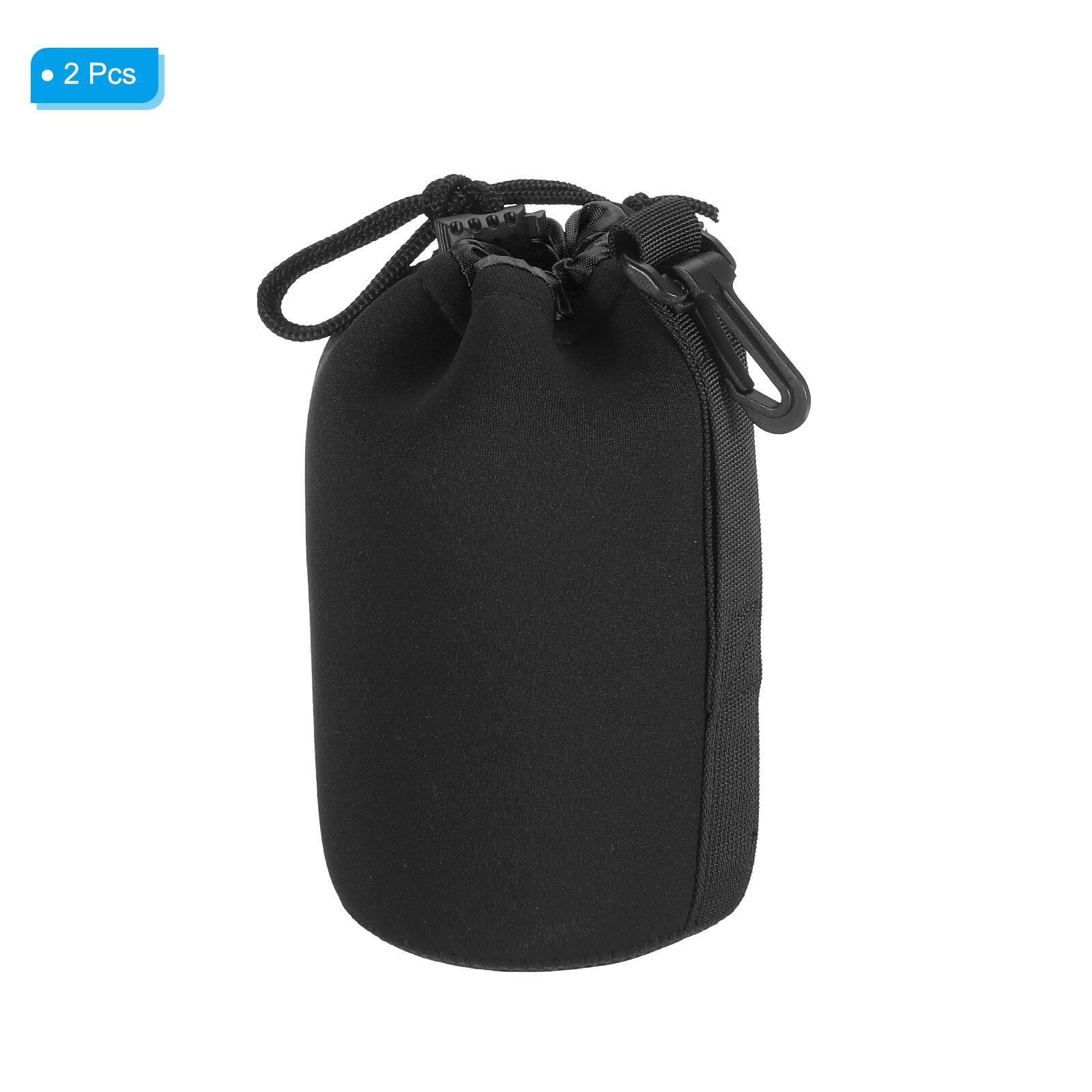 Alt View 2. Unique Bargains - Camera Lens Bag, 2pcs 3.5"x7.1" Drawstring Pouch with Thick Neoprene for DSLR Lens, Water Coffee Cups - Black.