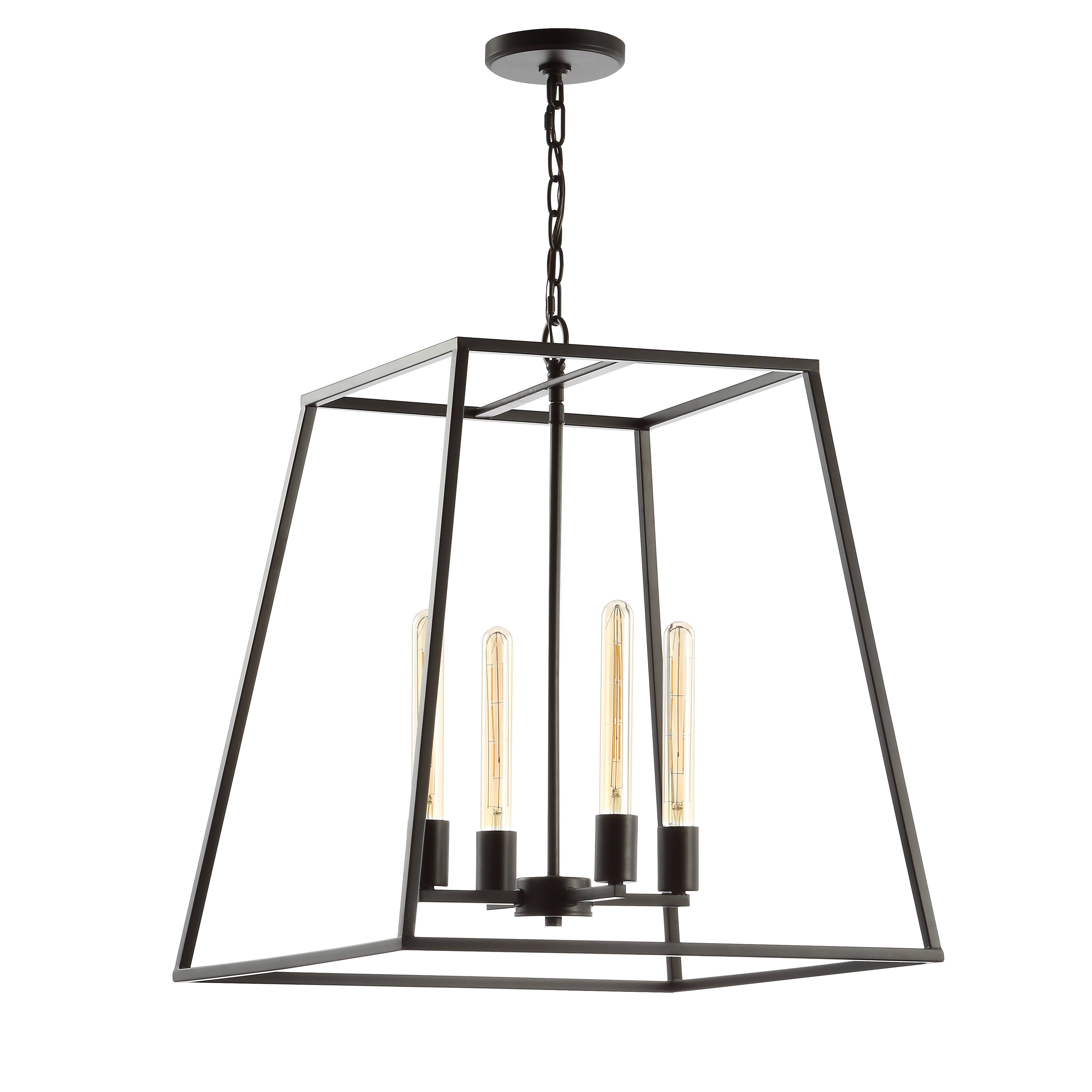 Alt View 8. Jonathan Y - Hutson 4-Light 21" Iron Modern Angled LED Chandelier, Black - Oil Rubbed Bronze.