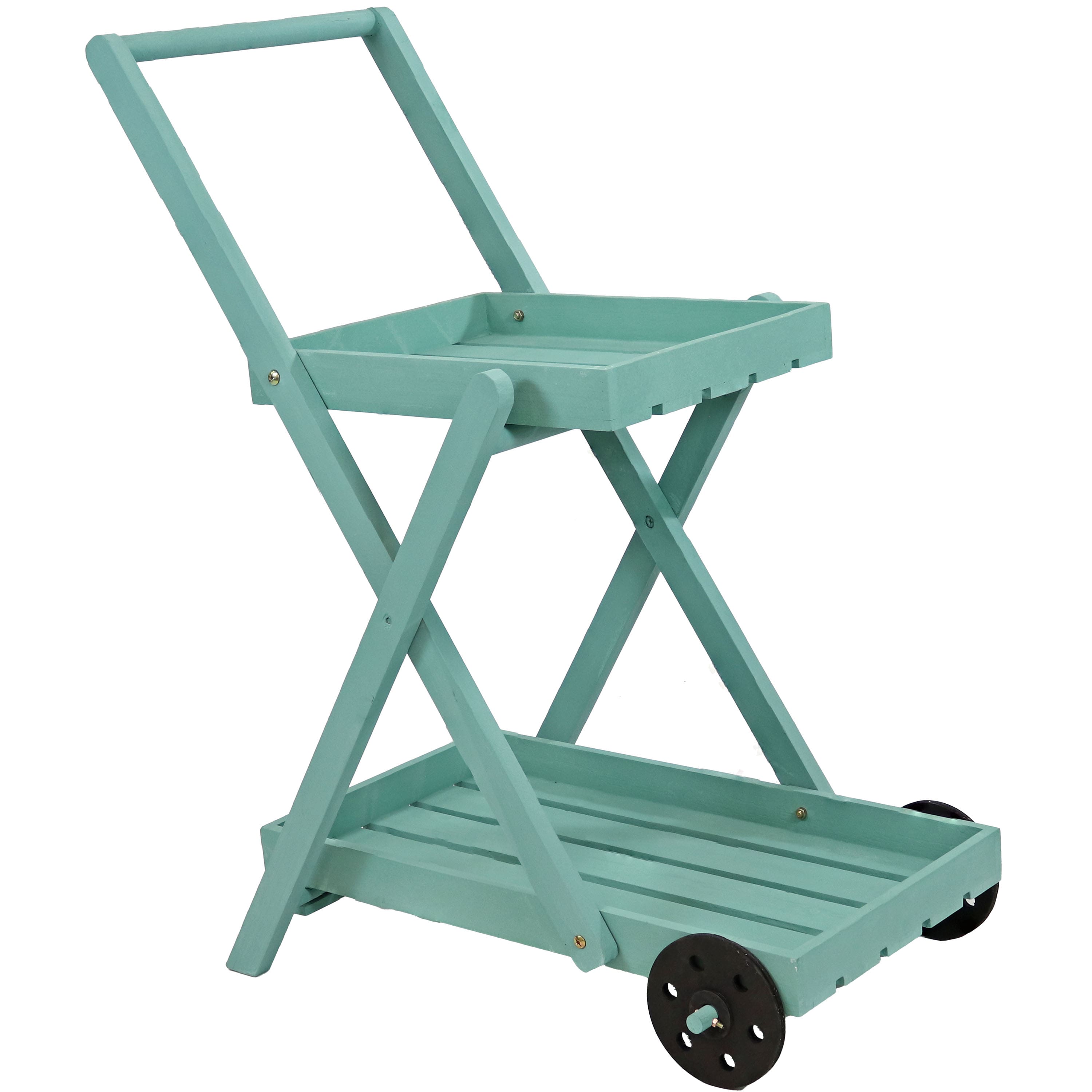 Sunnydaze - 2-Tier Fir Wheeled Planter Stand - Robin Egg Blue price history on PriceWatchPro