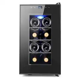 Yeego - 8 Bottle Wine Refrigerator, Mini Wine Cooler with Digital Temperature Control, Countertop Wine Cooler for Wine Ent - Black