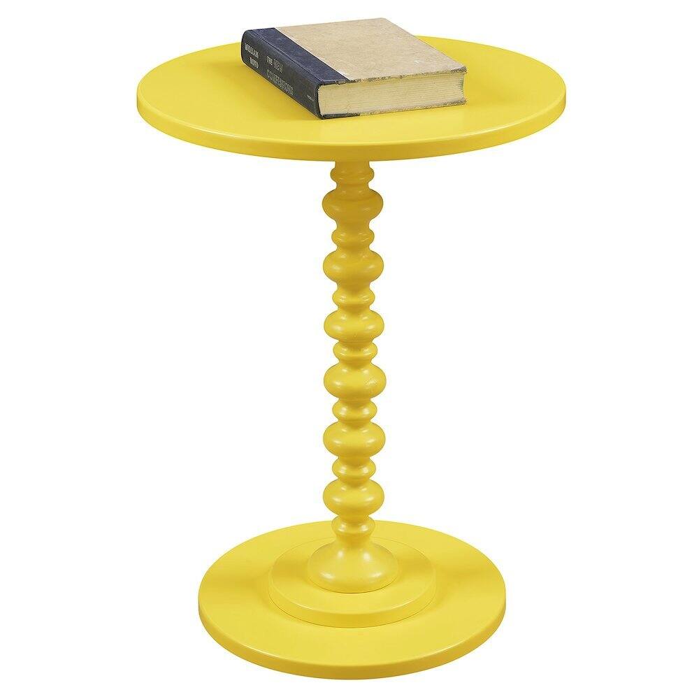 Angle. FurniFact - Spindle Base Round Coffee Table in Yellow Color - Yellow.