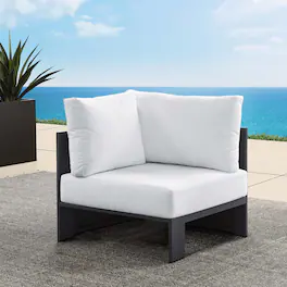 Tahoe Outdoor Patio Powder-Coated Aluminum Modular Corner Chair by Modway - Gray White