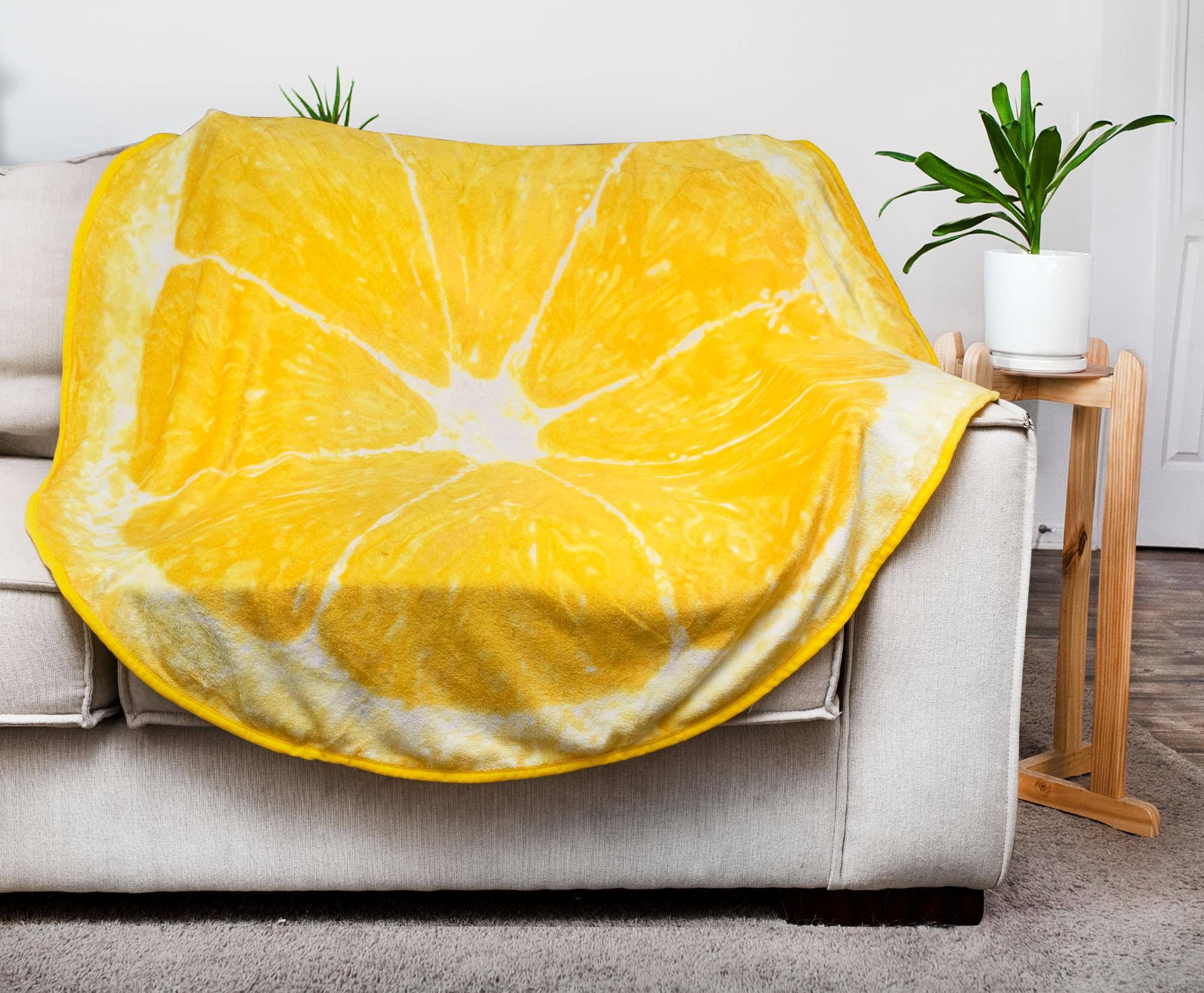 Alt View 10. Toynk - Lemon Slice Round Fleece Throw Blanket | 60 Inches - Yellow.