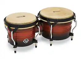 Latin Percussion - 7.25 and 8.625 Inch Bongo Drums Vintage Sunburst Black Finish