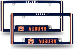 Rico Industries - Auburn NCAA Tigers (Set of 2) Chrome Metal License Plate Frames with Bold Full Frame Design - Multi