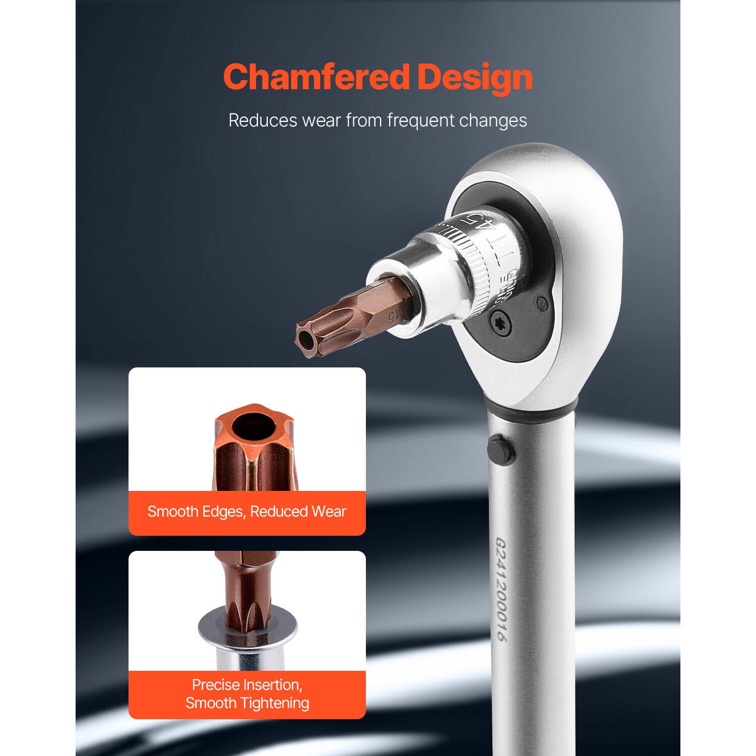Chamfered Design  
Reduces wear from frequent changes  

Smooth Edges, Reduced Wear  

Precise Insertion, Smooth Tightening  

241200016