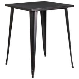 Flash Furniture - Nolan Commercial Grade 31.5" Square Black-Antique Metal Indoor-Outdoor Bar Height Table - Gold