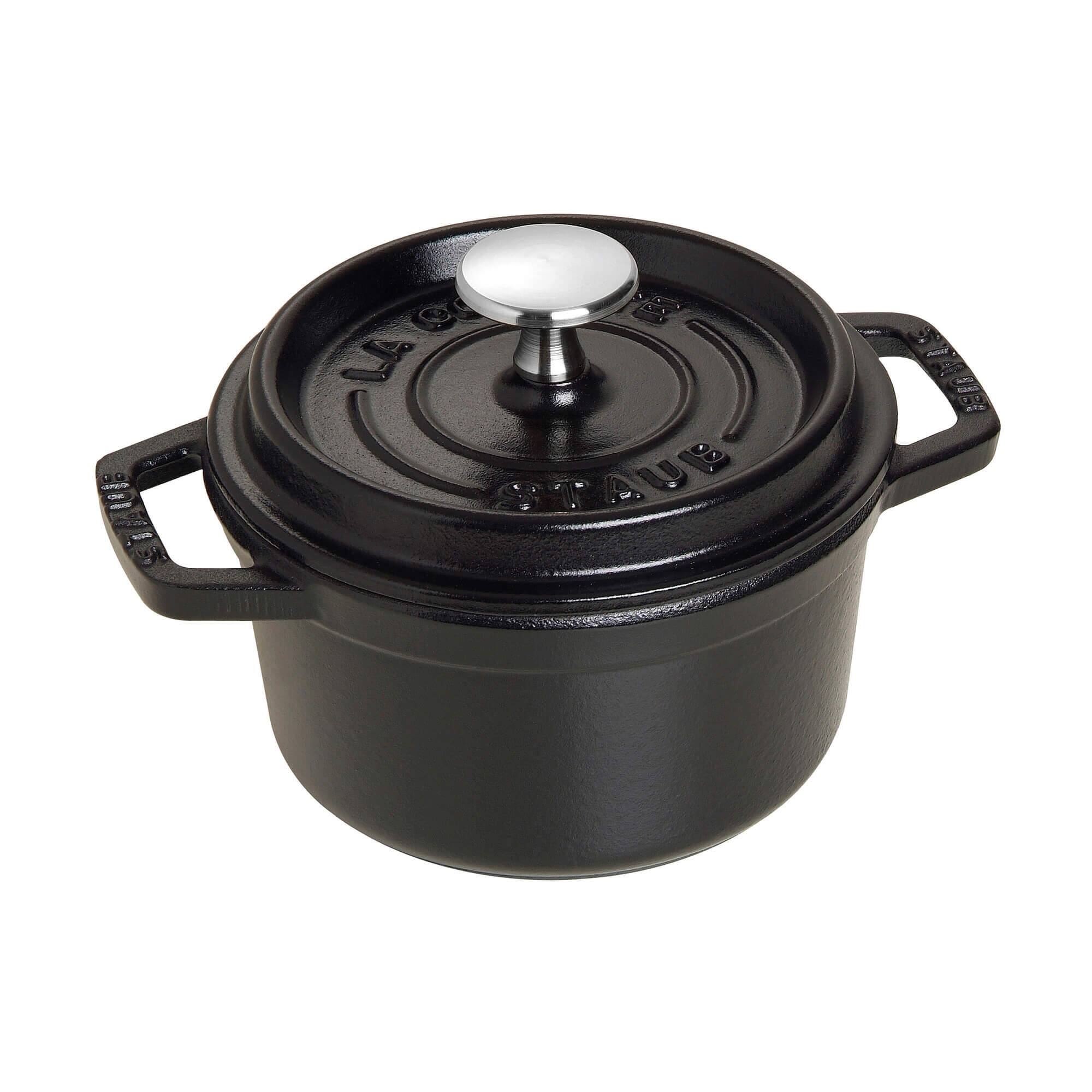 Front. Staub - Staub Cast Iron 0.75-qt Round Cocotte - Matte Black - Matte Black.