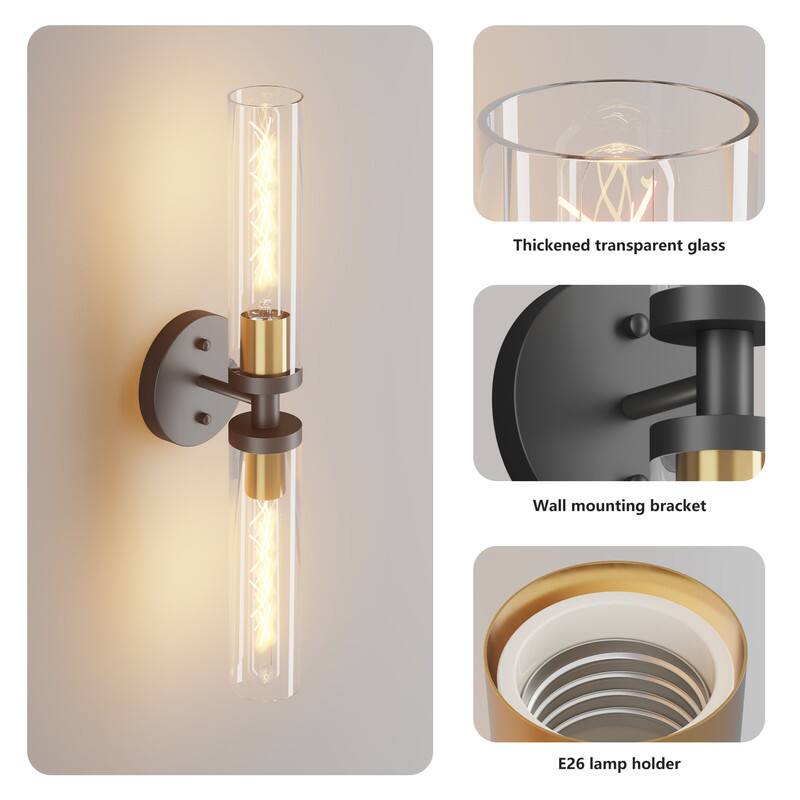 Thickened transparent glass  
Wall mounting bracket  
E26 lamp holder