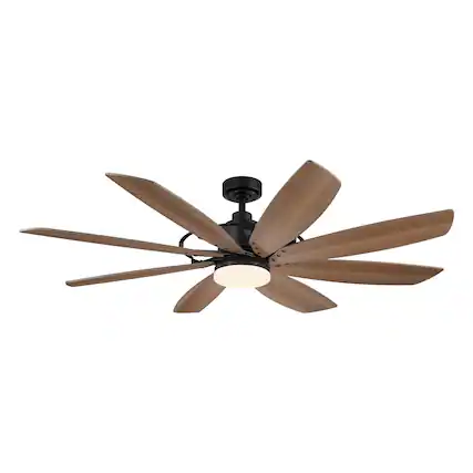 Front. Parrot Uncle - 60 in. Black Integrated LED DC Motor Ceiling Fan Light and Remote - Black.