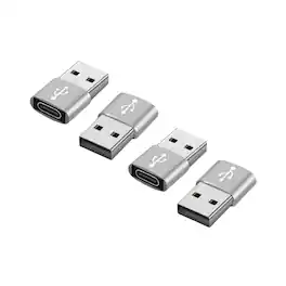 Qixxronics - (4-Pack) USB to USB C Adapter,USBC Female to A Male OTG Charger Type C Converter for iPhone, iPad Air,Car,Samsung Galaxy - Silver