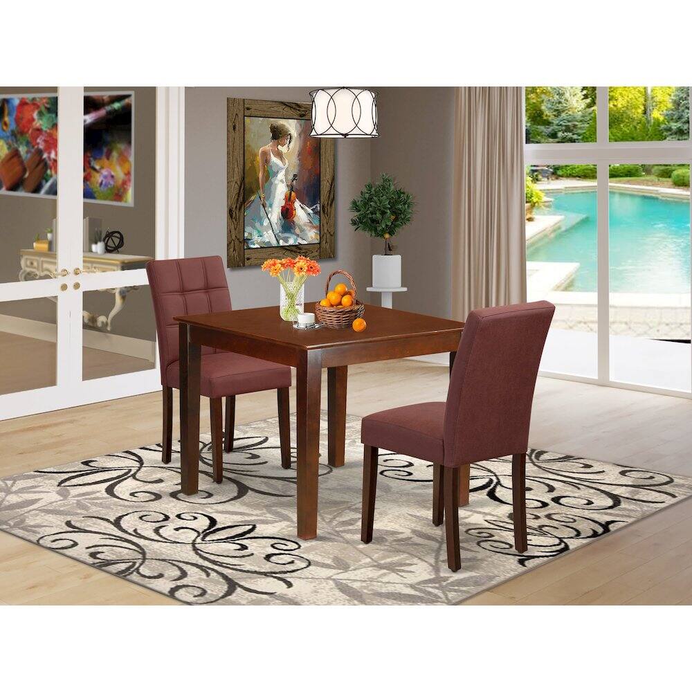 Alt View 7. East West Furniture - 3 Piece Dining Set contain A Dinner Table - Mahogany.