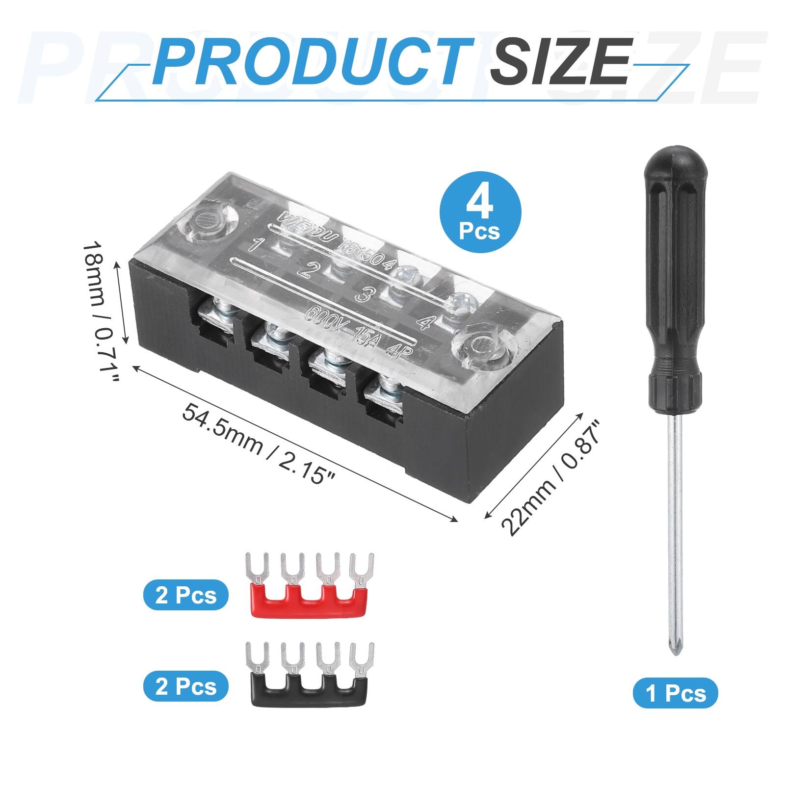 PRODUCT SIZE

18mm / 0.71" x 54.5mm / 2.15" x 22mm / 0.87"

4 Pcs

2 Pcs

2 Pcs

1 Pcs