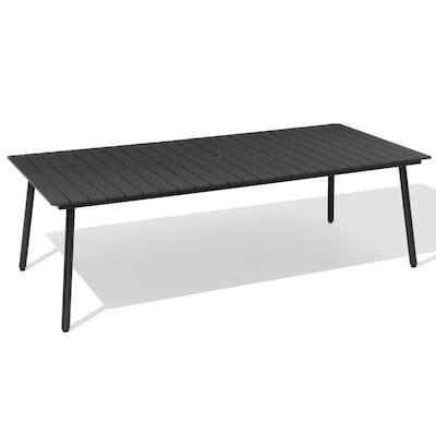 Alt View 6. Crestlive Products - Crestlive Products 95in Plastic Wood Top Aluminum Frame Rectangle Outdoor Dining Table with Umbrella Hole - Black.