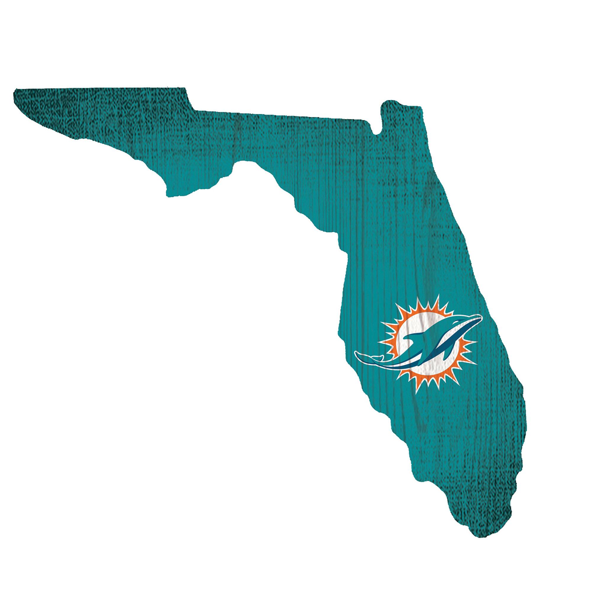 Miami Dolphins 12" Logo State Sign