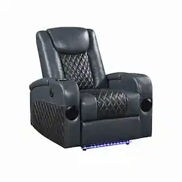 Manhattan Lane - Liza Power Motion Recliner Chair, tooth Faux Leather - Gray, Black