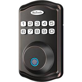 ZACHVO - Oil-Rubbed Bronze Fingerprint Deadbolt, Keypad & Emergency Port - Black