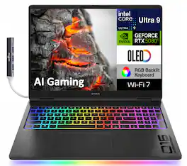 HP - OMEN MAX Laptop 16.0 WQXGA Display (Intel Ultra 9- 275HX, 32GB DDR5, 2TB PCIe SSD, Win 11 Pro) w/USB Hub - Shadow Black